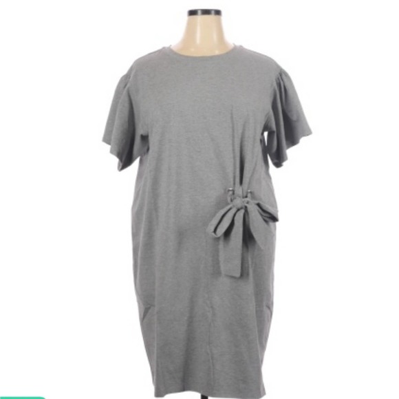Eloquii Gray Tie Waist Flared Bell Sleeve Shirt Dress Womens Plus Size 14 16 1X - Picture 2 of 15